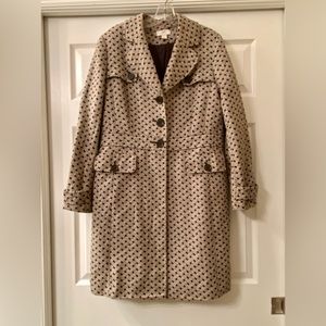 LOFT linen coat 3 button single breast with brown geometric print size 12.
